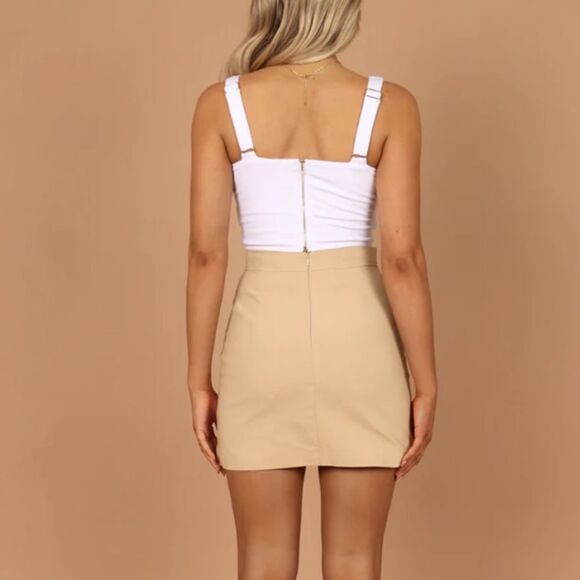 PETAL + PUP MANHATTAN MINI SKIRT - BEIGE M NWT - Picture 7 of 10